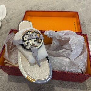 Tory Burch Metallic Silver Sandals